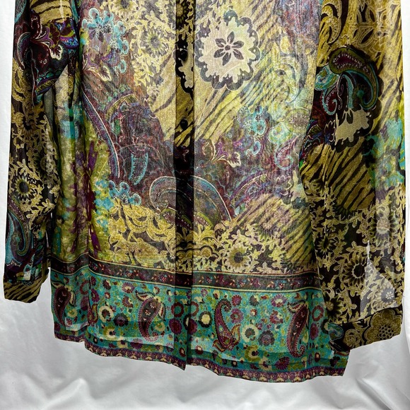 Vintage GOSilk Petite Blouse Button Front Paisley Women’s Size PM - Picture 3 of 9